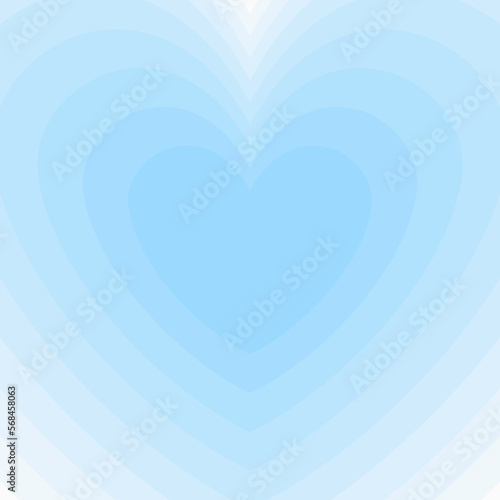 Tunnel of concentric hearts. Romantic cute background. Blue aesthetic hearts backdrop. Vector illustration