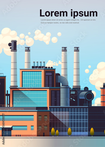 energy generation plant with chimneys electricity production industrial manufacturing building heavy industry factory