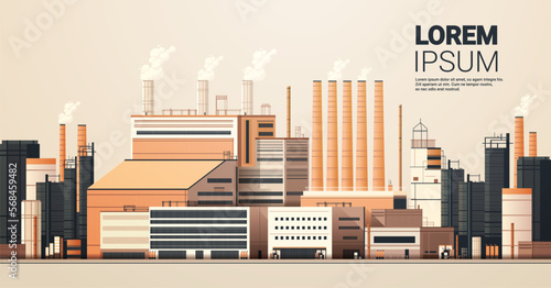energy generation plant with chimneys electricity production industrial manufacturing building heavy industry factory