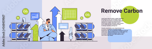 successful businessman with upward arrows remove carbon dioxide capture and storage responsibility of co2 emission