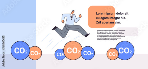 businessman running with with new idea carbon credit concept responsibility of co2 emission environmental conservation