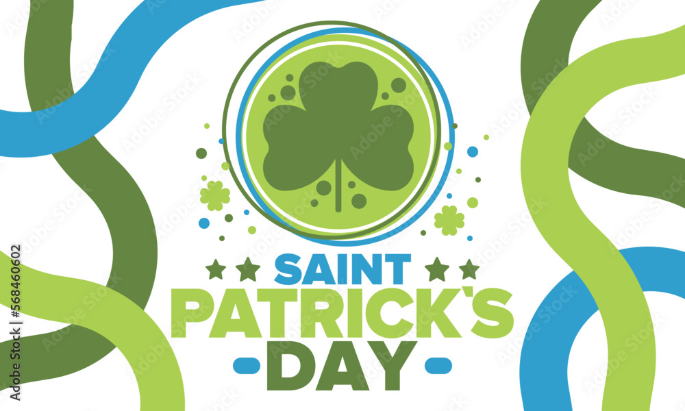Happy Saint Patricks Day. Traditional irish holiday. Celebrate annual in March 17. Clover and shamrock leaves. Green and orange party design. Ireland color. Poster, card, banner and background. Vector Happy Saint Patricks Day. Traditional irish holiday. Celebrate annual in March 17. Clover and shamrock leaves. Green and orange party design. Ireland color. Poster, card, banner and background. Vector