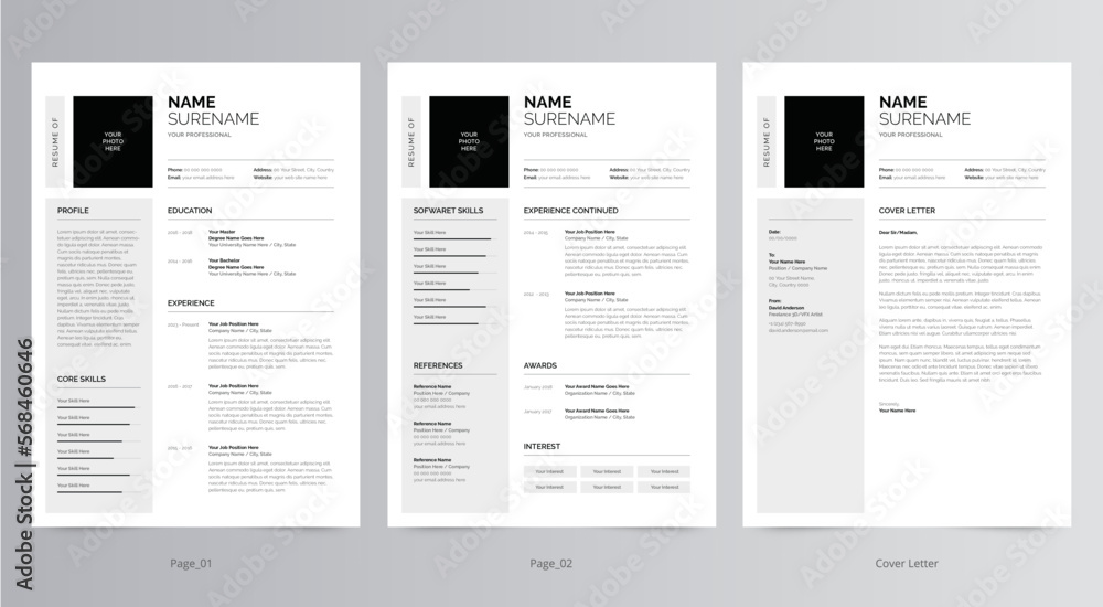 Resume Template, Professional Modern Resume Template, CV Template Stock ...
