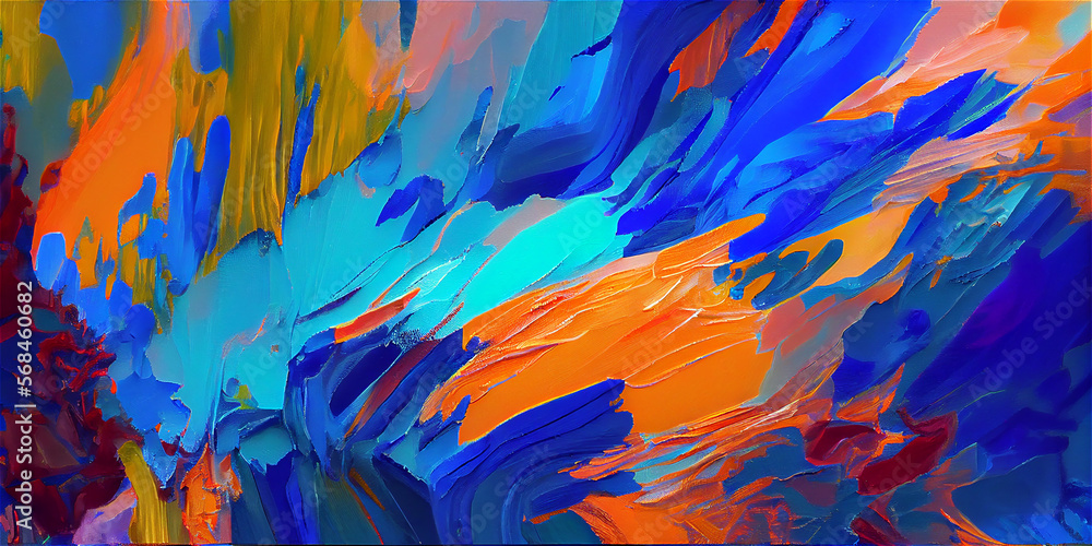 Abstract oil painting with thick brushstrokes ideal for art backgrounds, generative AI