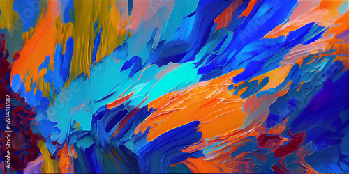 Abstract oil painting with thick brushstrokes ideal for art backgrounds, generative AI © FrankBoston