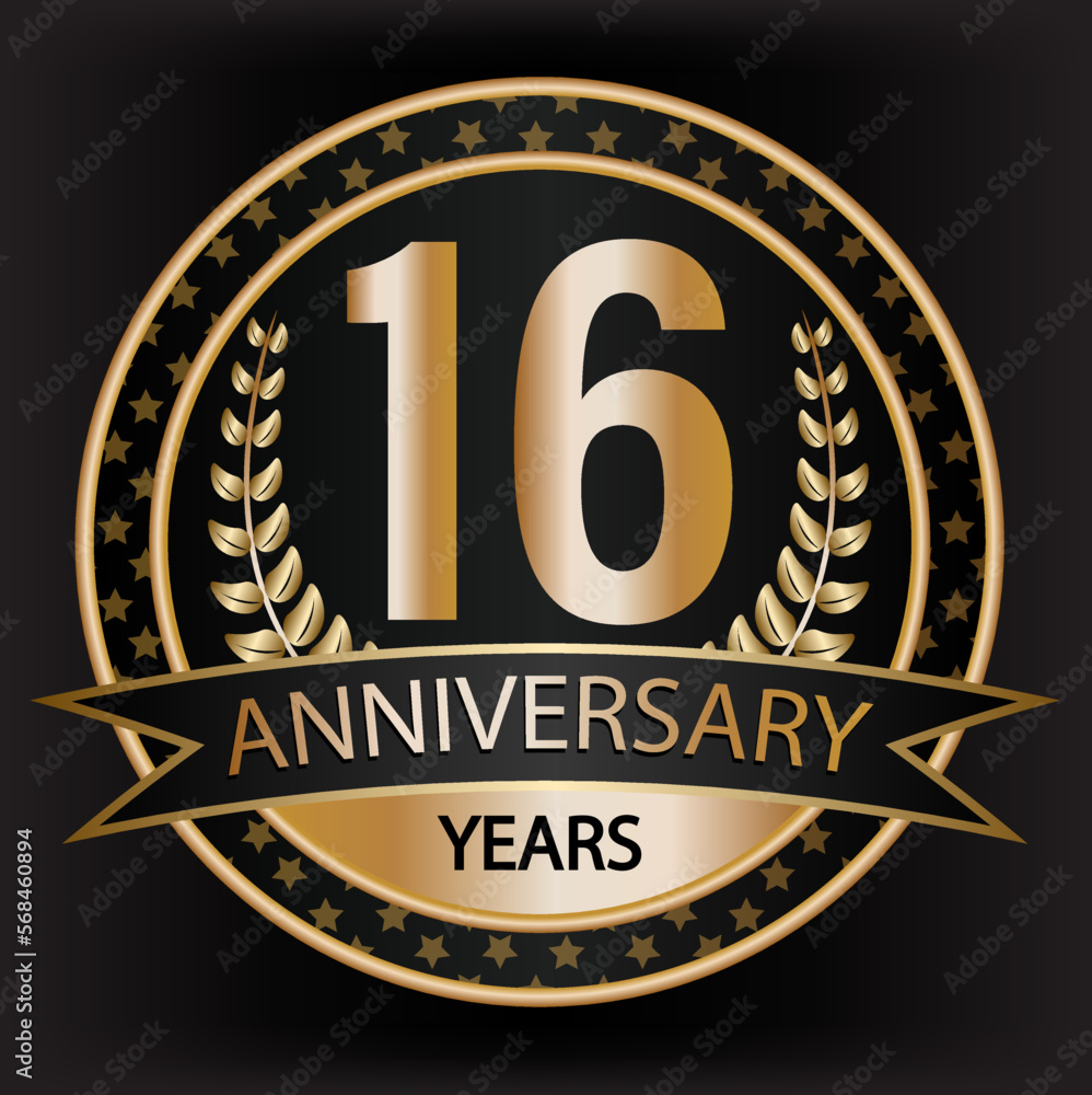 Gradient vector 16 year anniversary and anniversary