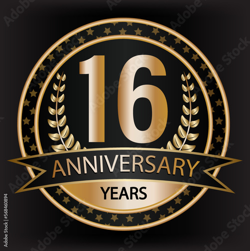 Gradient vector 16 year anniversary and anniversary
