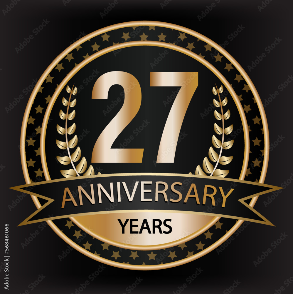 Fototapeta premium Gradient vector 27 year anniversary and anniversary