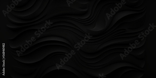 Black wave abstract business tech background. Abstract black wave background. Dark organic smooth line. Abstract black wave paper cut design. Background for banners, posters, flyers, book covers 