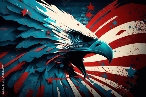 usa american flag creative patriotic background with bald eagle design new quality universal colorful joyful memorial independence day holiday stock image illustration wallpaper, generative ai