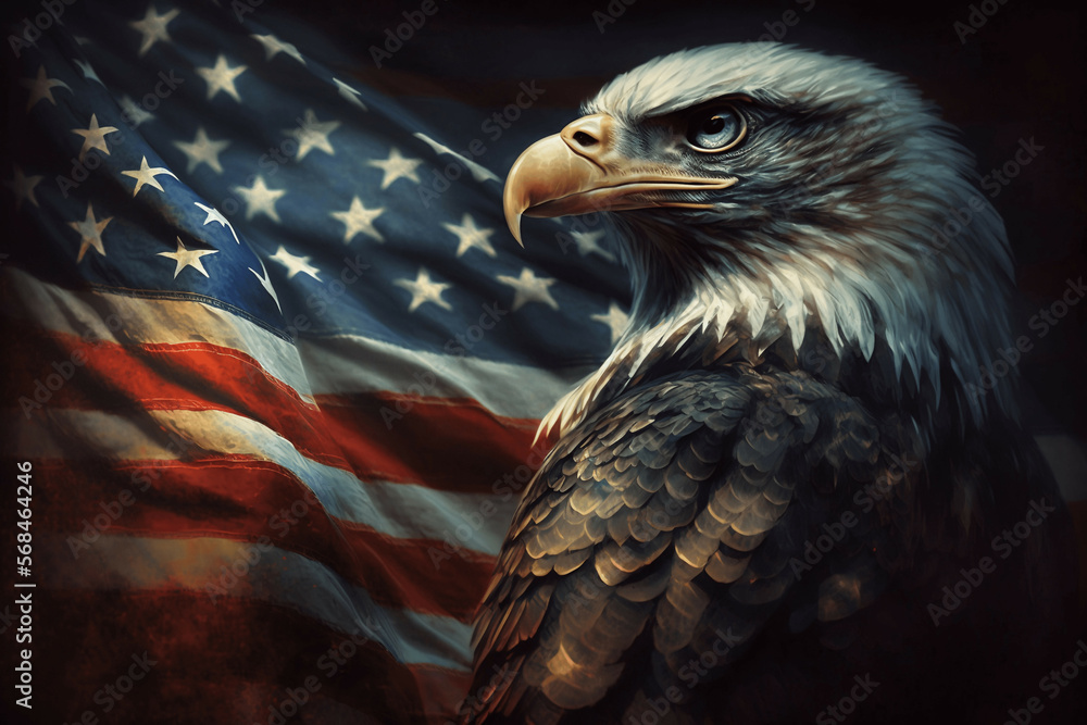 usa american flag creative patriotic background with bald eagle design ...