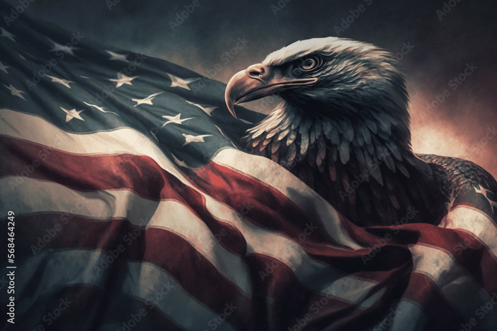 usa american flag creative patriotic background with bald eagle design ...