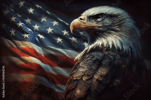 usa american flag creative patriotic background with bald eagle design new quality universal colorful joyful memorial independence day holiday stock image illustration wallpaper, generative ai