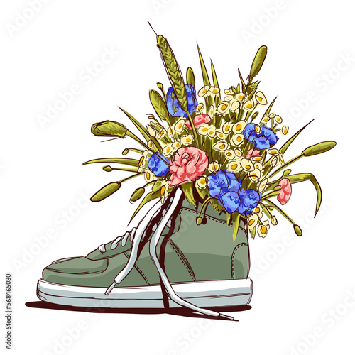 Sneakers bouquet of flowers for 14th February 