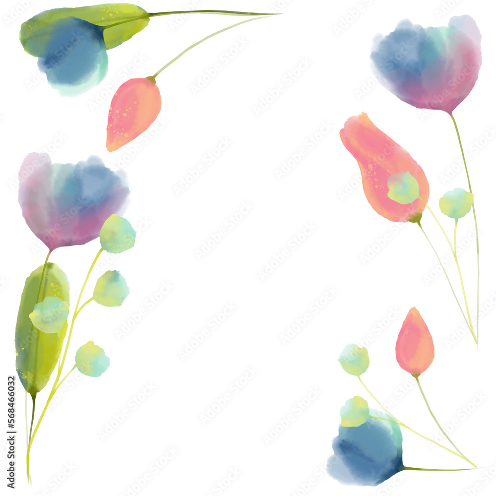 Abstract watercolor flower frame