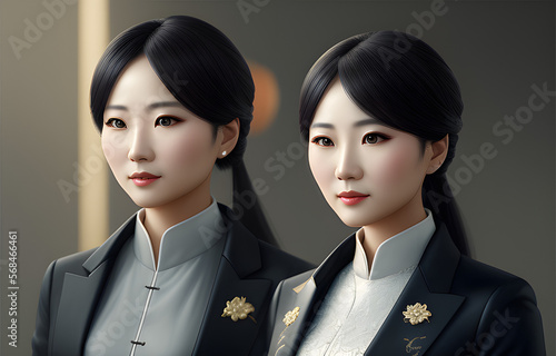 a painting portrait of a Chinese woman Financial Advisor in outfit - Generative AI photo