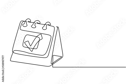calendar continuous line drawing. One line art of calendar, memorable date, countdown, holiday, weekday and weekend. vector illustration checklist	
