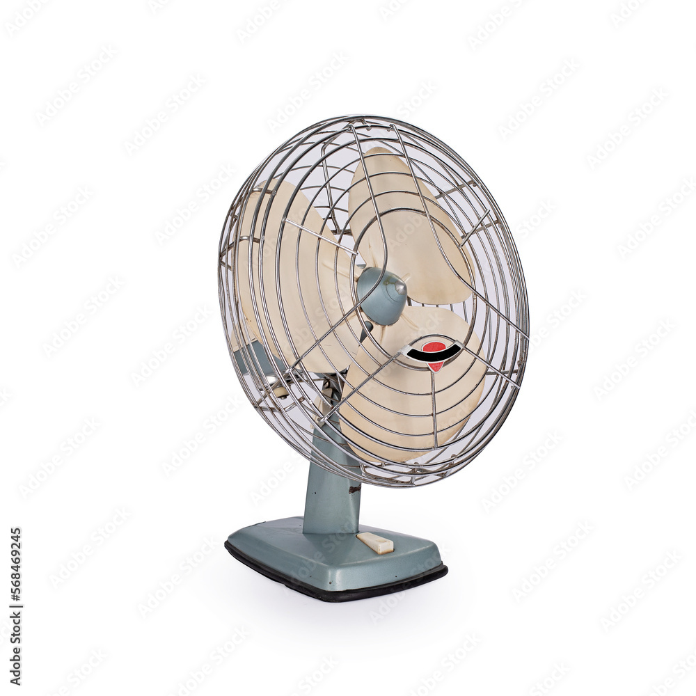 Obraz premium Stylish old electric fan on white background