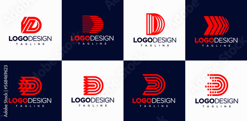 Line letter D logo design template set