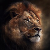 close up portrait of a lion, generative artificial intelligence