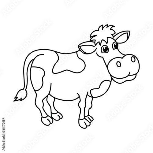 Funny cow cartoon vector coloring page