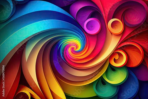 Abstract colorful gradient background with circles and geometric shapes. Generative AI