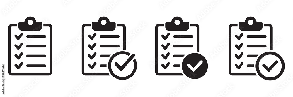 Clipboard with mark icon in flat style isolated on background. Checklist sign symbol for web site and app design. Clipboard with mark icon in flat style isolated on background. Checklist sign symbol for web site and app design.