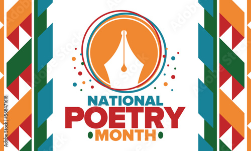 National Poetry Month in April. Poetry Festival in the United States and Canada. Literary events and celebration. Poster, card, banner and background. Vector illustration