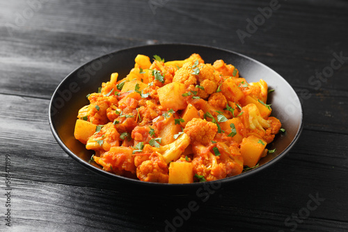 Aloo Gobi traditional Indian dish with cauliflower and potato