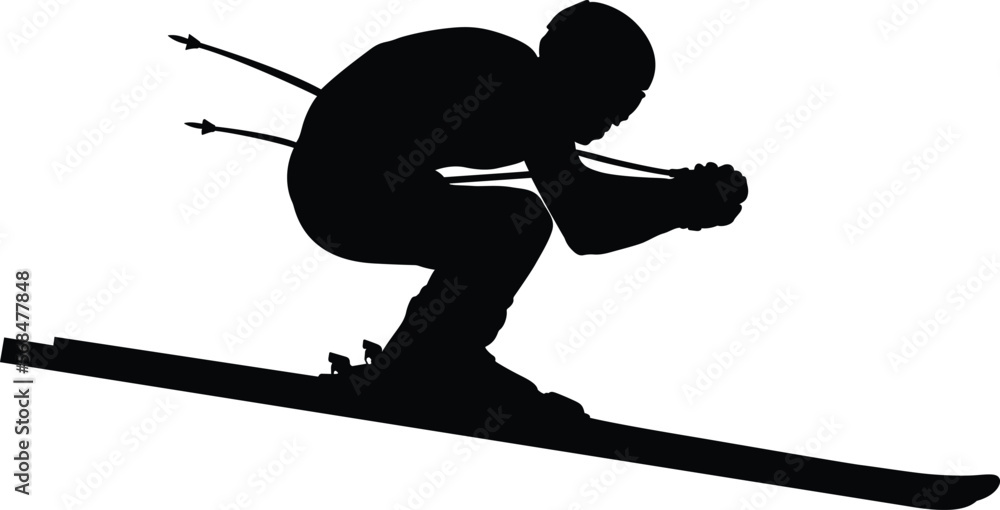 athlete skier downhill alpine skiing black silhouette