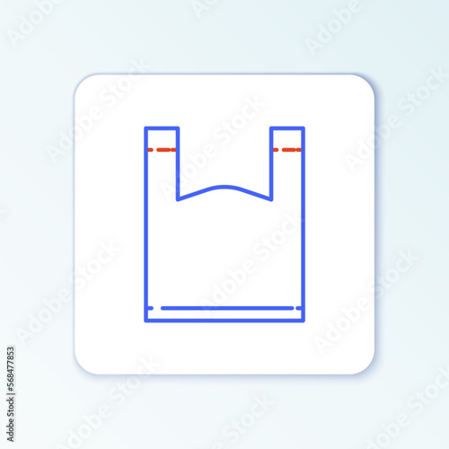 Line Plastic bag icon isolated on white background. Disposable cellophane and polythene package prohibition sign. Colorful outline concept. Vector