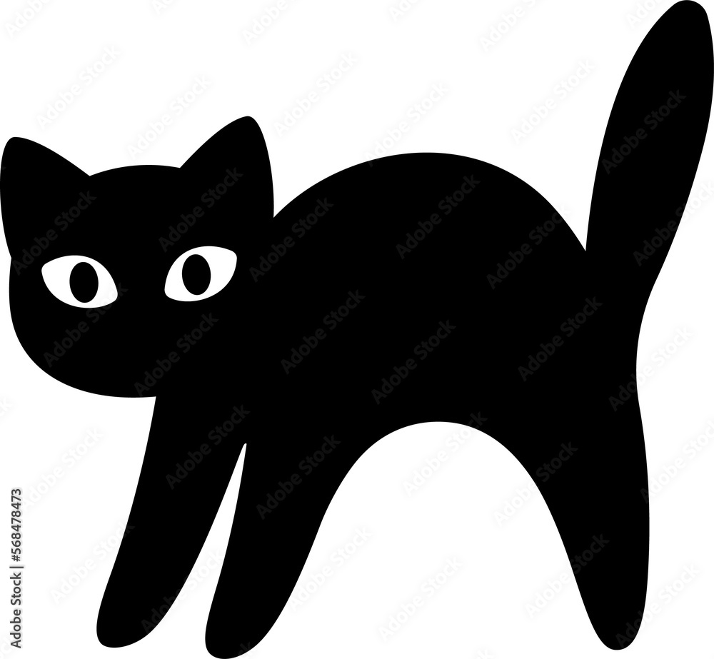 Cartoon scared black cat silhouette Stock Illustration Adobe Stock