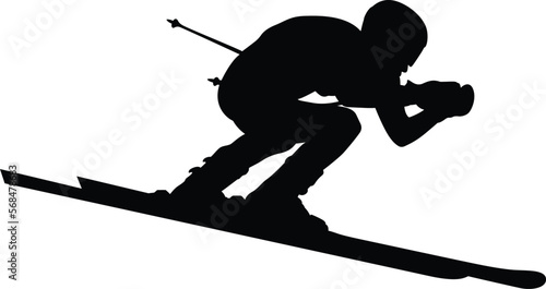 male alpine skier black silhouette extreme sports