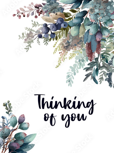 Thinking of you - card. Vector stock illustration eps10.