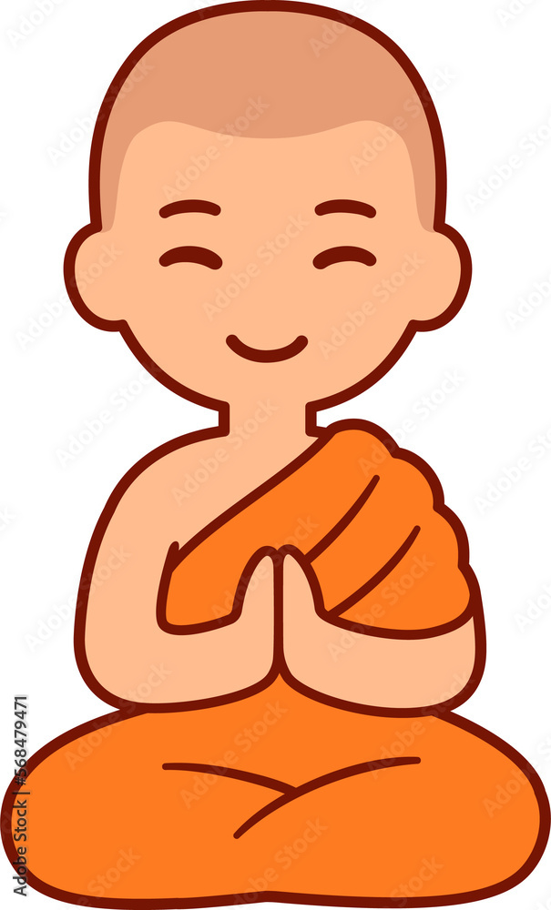 Cute cartoon Buddhist monk