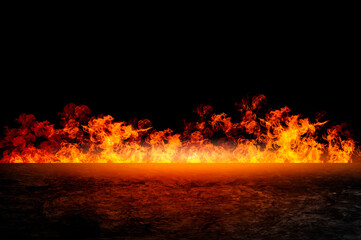 Display free space next to the burning flames