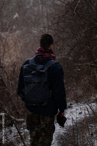 Wallpaper Mural Man is walking in the park in cold season Torontodigital.ca