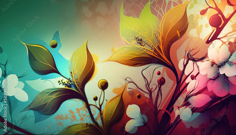 Abstract Flowers flat style background generative ai Abstract Flowers flat style background generative ai