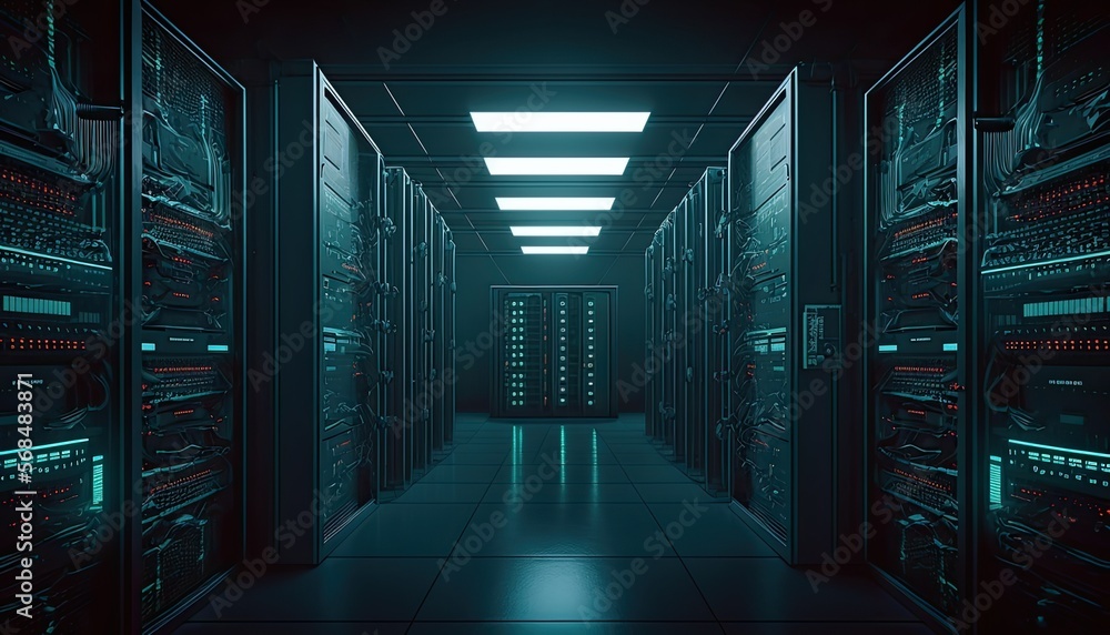 servers data center room storage systems , Generated by Midjourney AI servers data center room storage systems , Generated by Midjourney AI