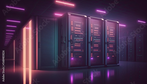 servers data center room storage systems , Generated by Midjourney AI