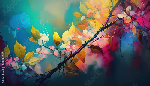 Colorful abstract spring wallpaper with flowers generative ai