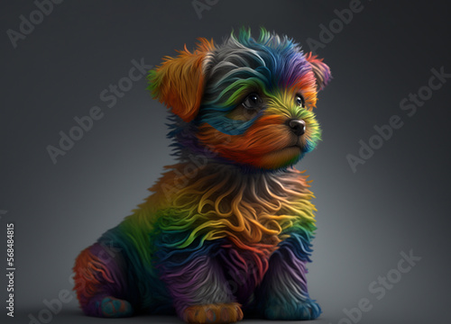 Coloful Rainbow Dog created with Generative AI © Bertil