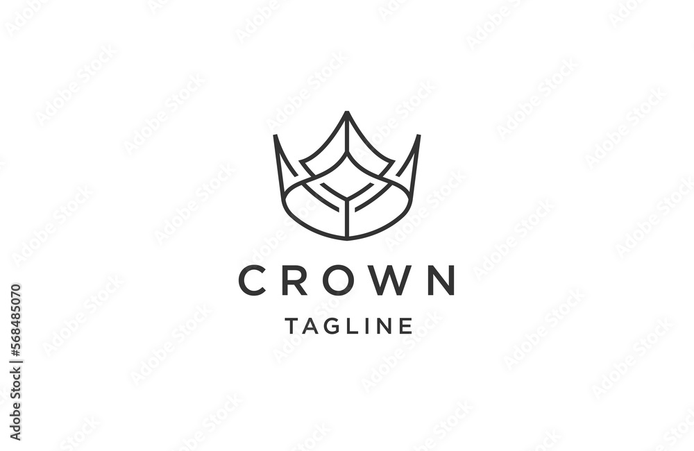 Crown logo with line art style design template flat vector Crown logo with line art style design template flat vector