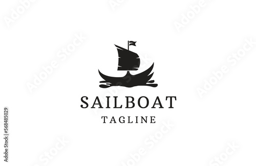 Sailboat logo icon design template flat vector