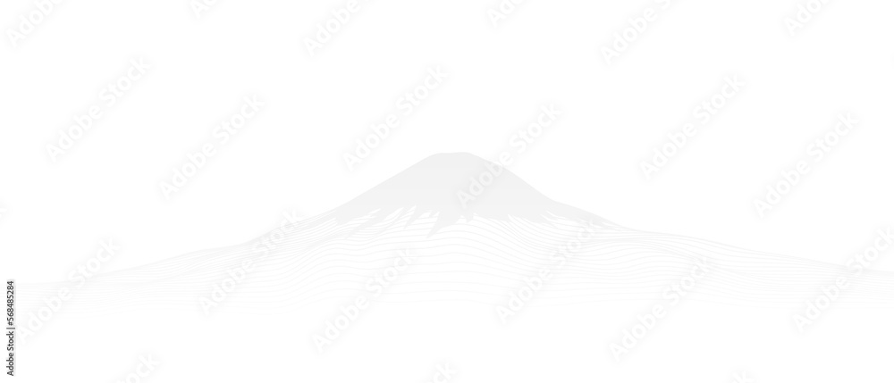 Obraz premium Abstract art Mount Fuji Japan landmark, landscape mountain by white gradient line art texture isolated on transparent background. Minimal style.