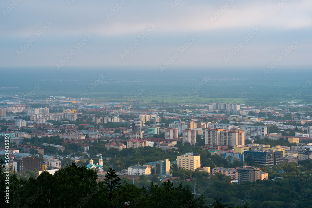 top view of Yuzhno-Sakhalinsk from Mount Bolshevik