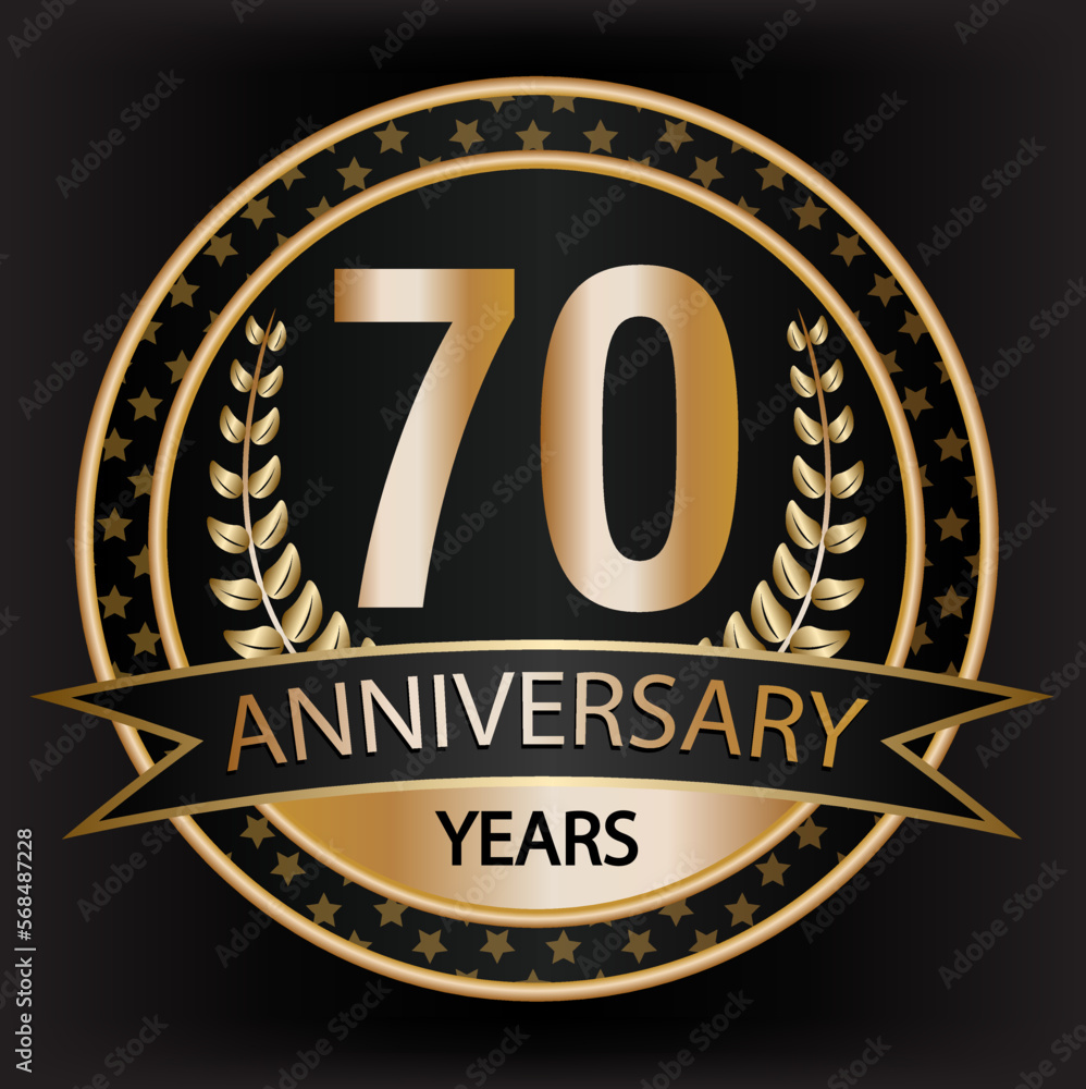Gradient vector 70 year anniversary and anniversary