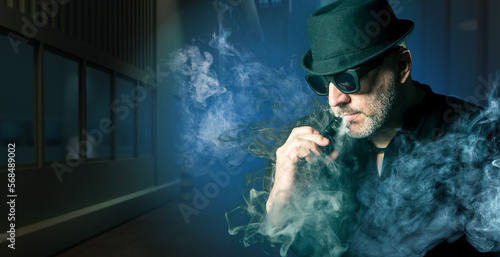 Adult man with electronic c...