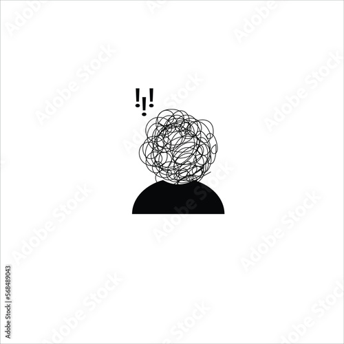 illustration of a man who thinks a lot, confused, angry, restless vector eps10
