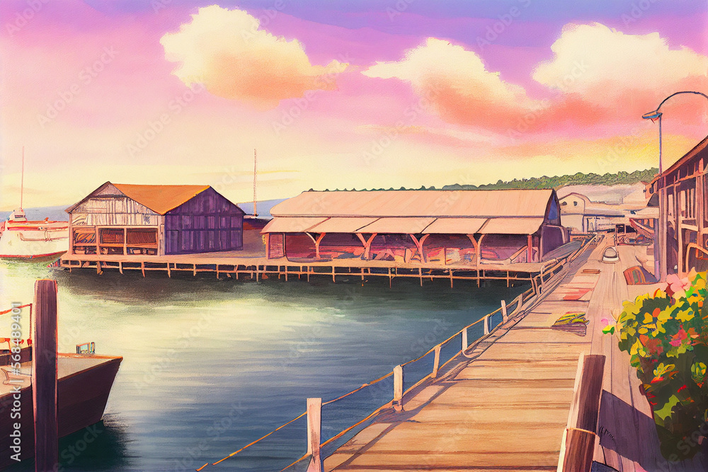 wooden pier sunset